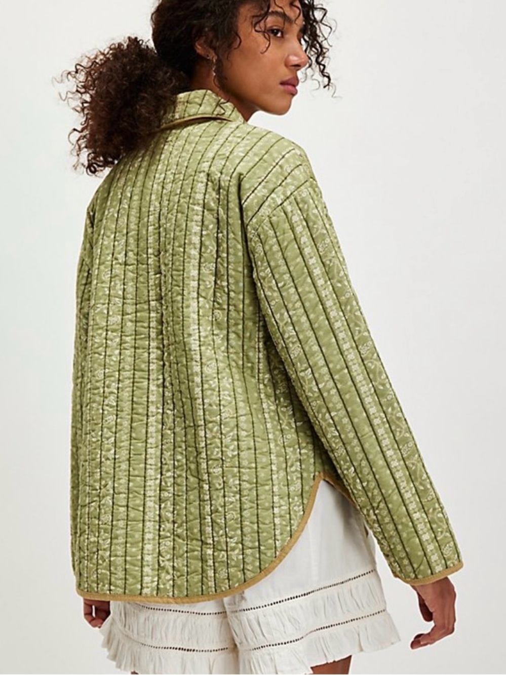 Free People Alexie Quilted Jacket Paisley Olive Combo Size Medium NWT - Picture 2 of 11